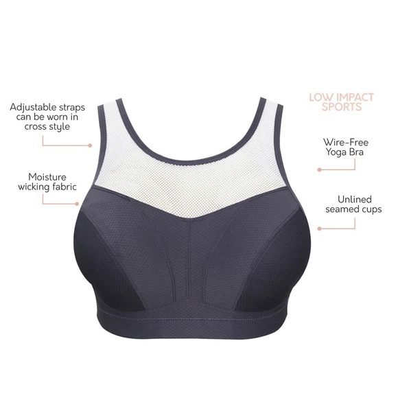 Parfait Active Wireless Yoga Sports Bra Size 32H P5542 Rabbit (gray) w/White NWT - Picture 9 of 10